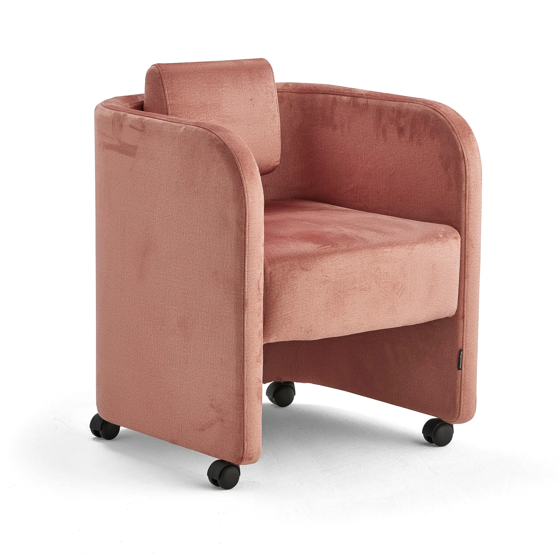 Nojatuoli COMFY Pyörät, samettikangas, lohenpunainen