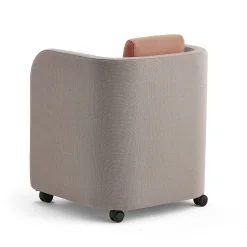 Nojatuoli COMFY Pyörät, villakangas, hopeanharmaa/lohenpunainen