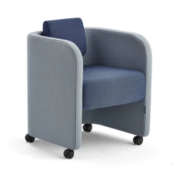 Nojatuoli COMFY Pyörät, villakangas, taivaansininen/laivastonsininen