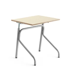 Oppilaspöytä ADJUST Korkeussäädettävä, 700x600 mm, ääntä vaimentava korkeapainelaminaatti HPL, koivu, hopeanharmaa