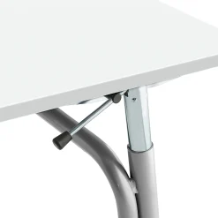 Oppilaspöytä ADJUST Korkeussäädettävä, 700x600 mm, ääntä vaimentava korkeapainelaminaatti HPL, valkoinen, hopeanharmaa