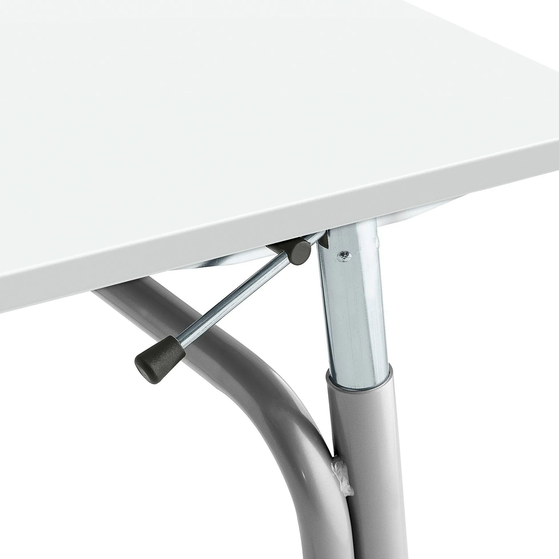 Oppilaspöytä ADJUST Korkeussäädettävä, 700x600 mm, ääntä vaimentava korkeapainelaminaatti HPL, valkoinen, hopeanharmaa