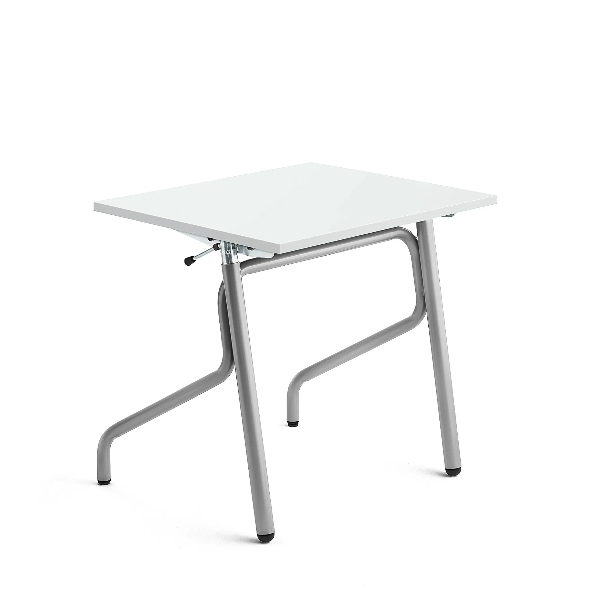 Oppilaspöytä ADJUST Korkeussäädettävä, 700x600 mm, ääntä vaimentava korkeapainelaminaatti HPL, valkoinen, hopeanharmaa