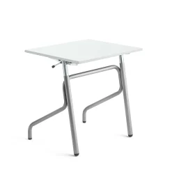 Oppilaspöytä ADJUST Korkeussäädettävä, 700x600 mm, ääntä vaimentava korkeapainelaminaatti HPL, valkoinen, hopeanharmaa