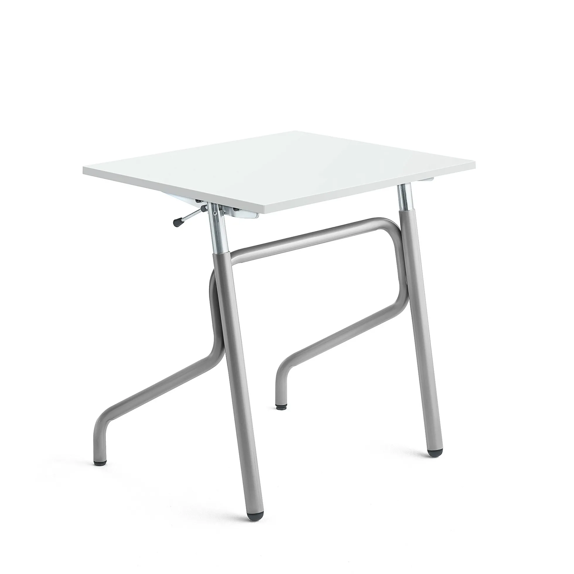 Oppilaspöytä ADJUST Korkeussäädettävä, 700x600 mm, ääntä vaimentava korkeapainelaminaatti HPL, valkoinen, hopeanharmaa