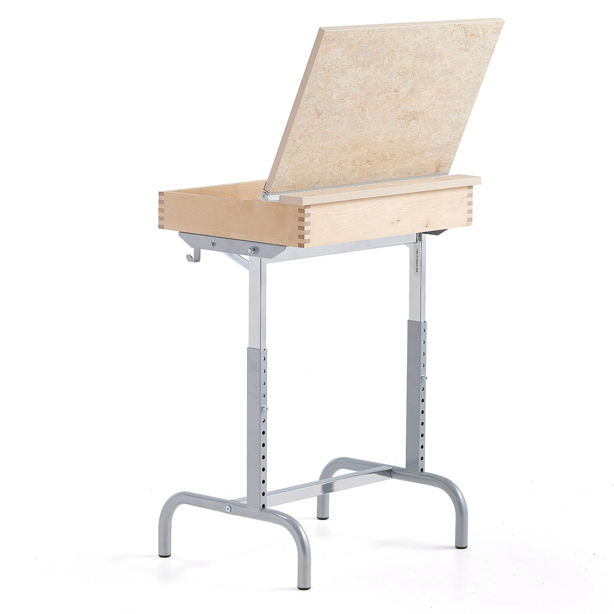 Oppilaspöytä 188 Hopeanharmaa, beige linoleumi