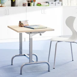 Oppilaspöytä 182 Hopeanharmaa, beige linoleumi