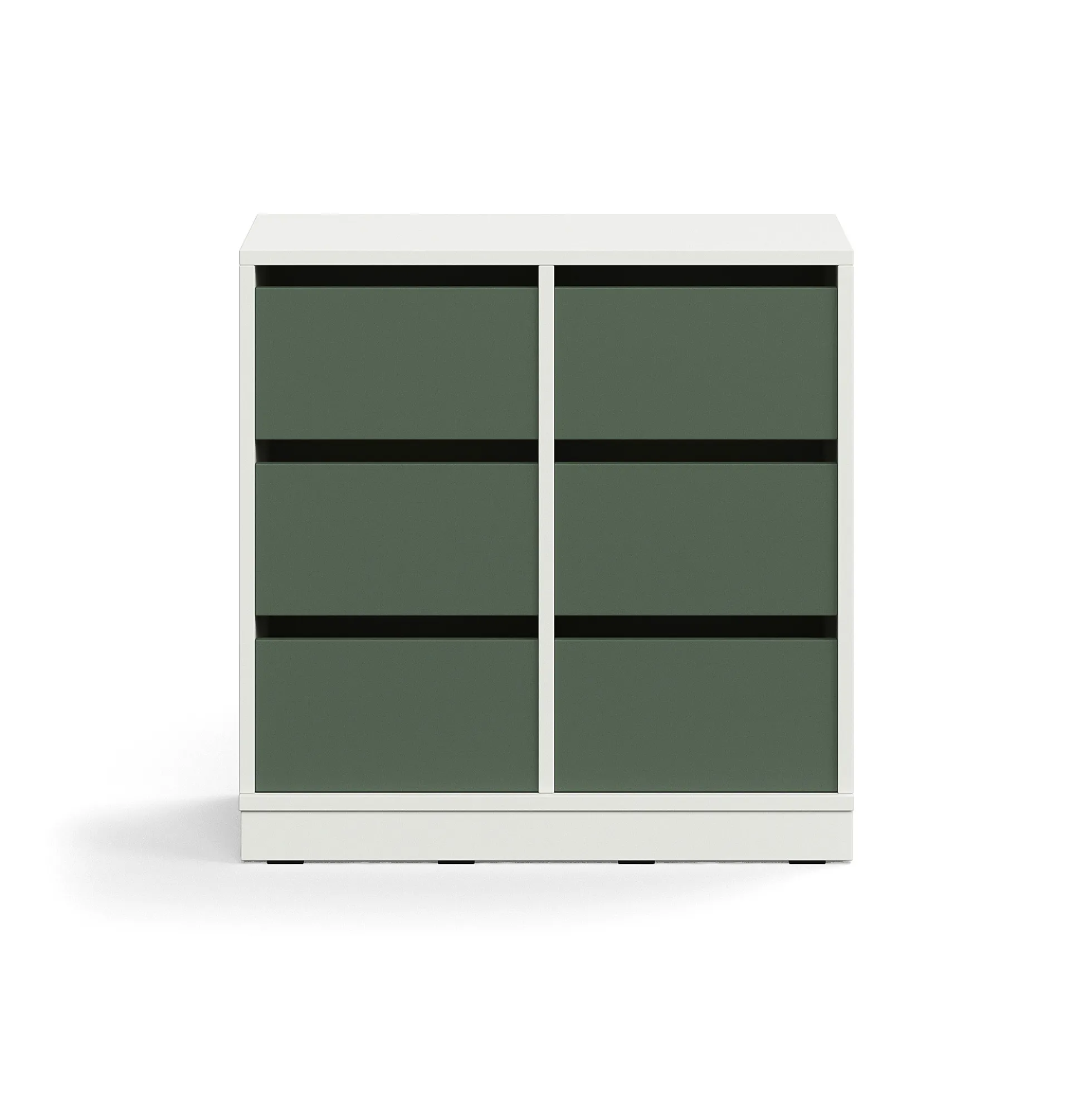 Oppilassäilytin CASPER 6 laatikkoa, sokkeli, valkoinen/tummanvihreä