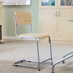 Oppilastuoli ELEVATE Säädettävä korkeus 460–640 mm, hopea/koivu