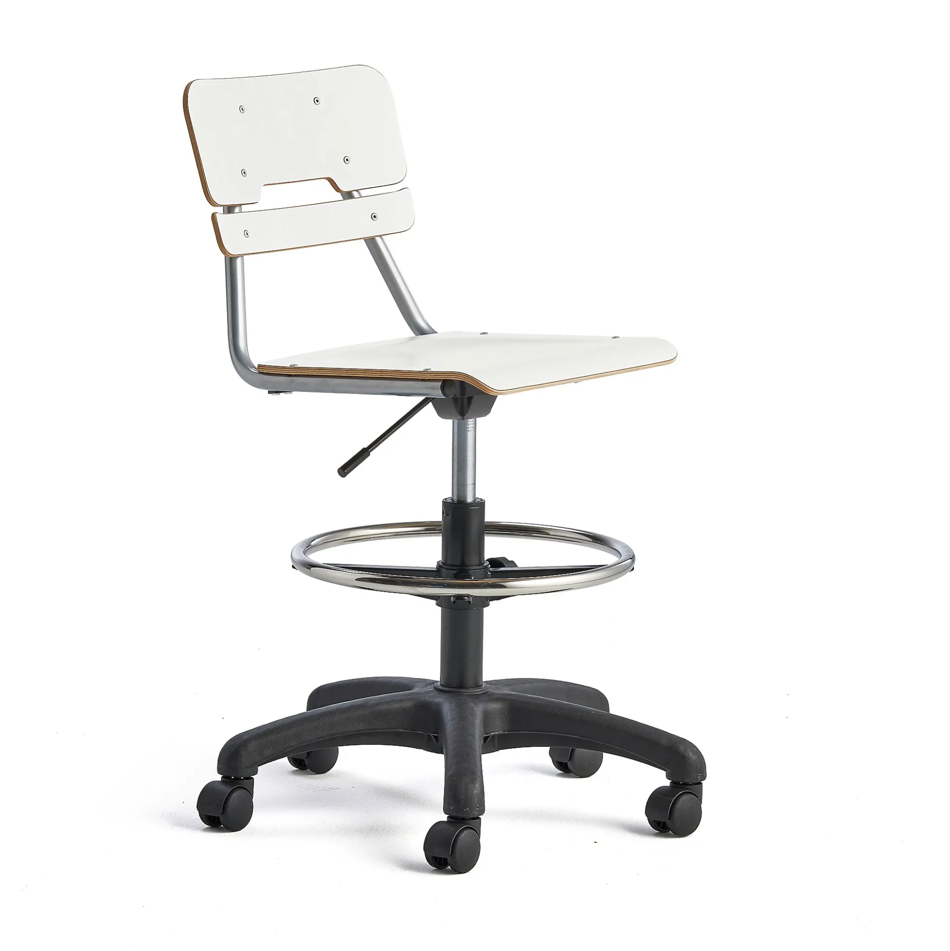Oppilastuoli LEGERE Korkeussäädettävä, pieni istuin, pyörällinen, korkeus: 530-720 mm, valkoinen