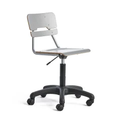 Oppilastuoli LEGERE korkeussäädettävä Pieni istuin, pyörällinen, korkeus:430-550 mm, harmaa