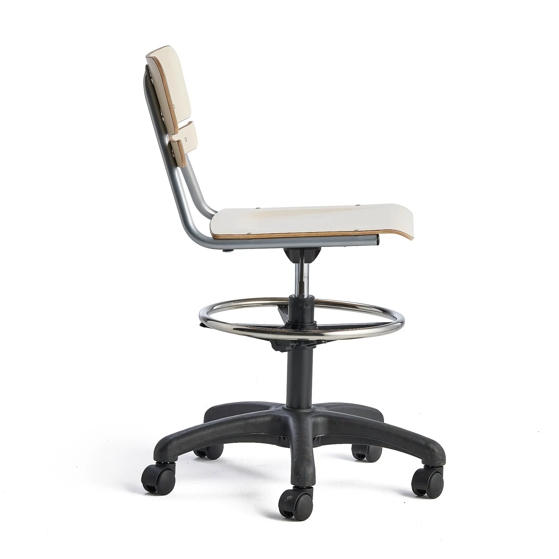 Oppilastuoli LEGERE Korkeussäädettävä, suuri istuin, pyörällinen, korkeus: 530-720 mm, koivu