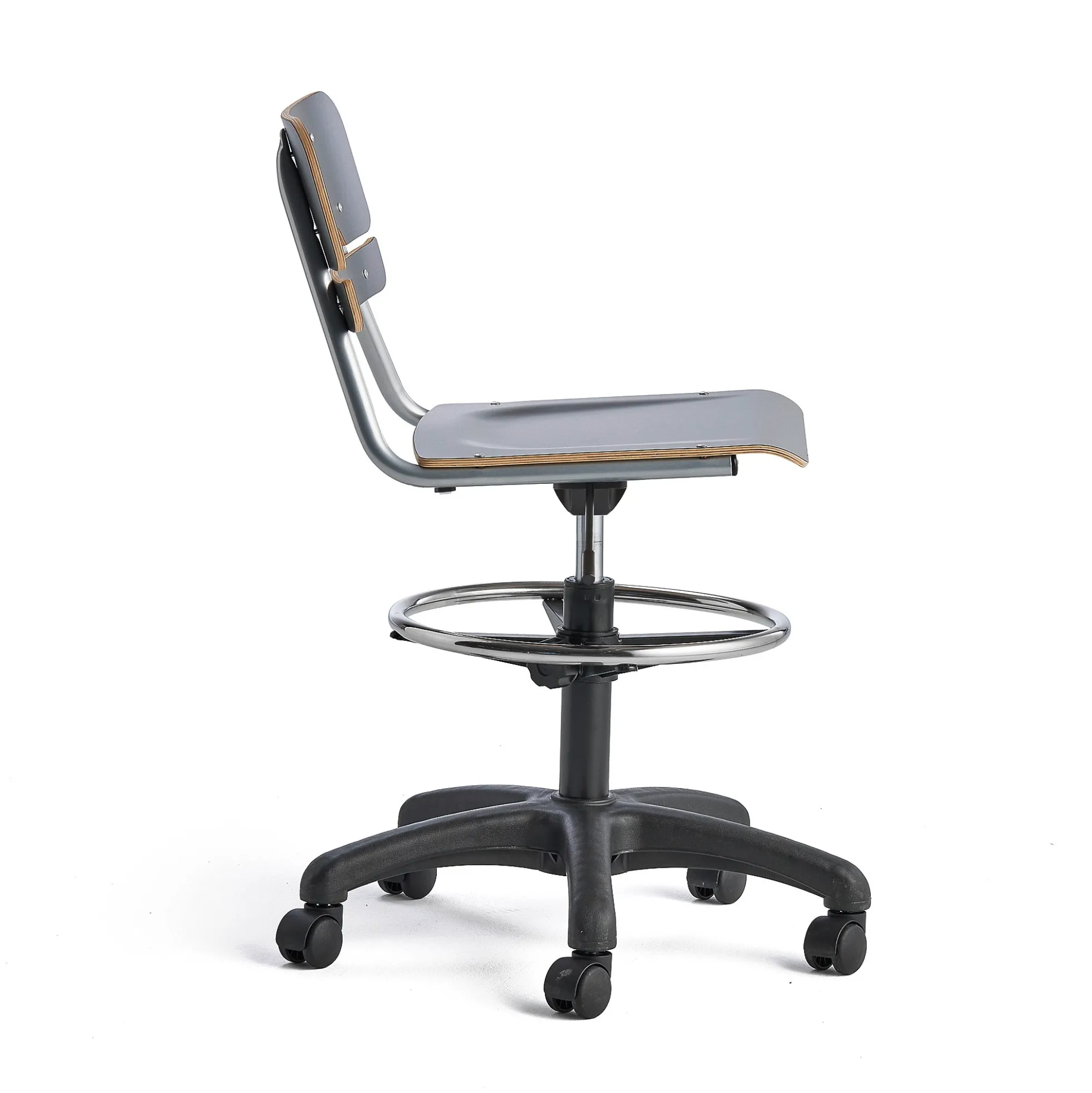 Oppilastuoli LEGERE Korkeussäädettävä, suuri istuin, pyörällinen, korkeus: 530-720 mm, antrasiitinharmaa