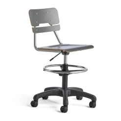 Oppilastuoli LEGERE Korkeussäädettävä, suuri istuin, pyörällinen, korkeus: 530-720 mm, antrasiitinharmaa