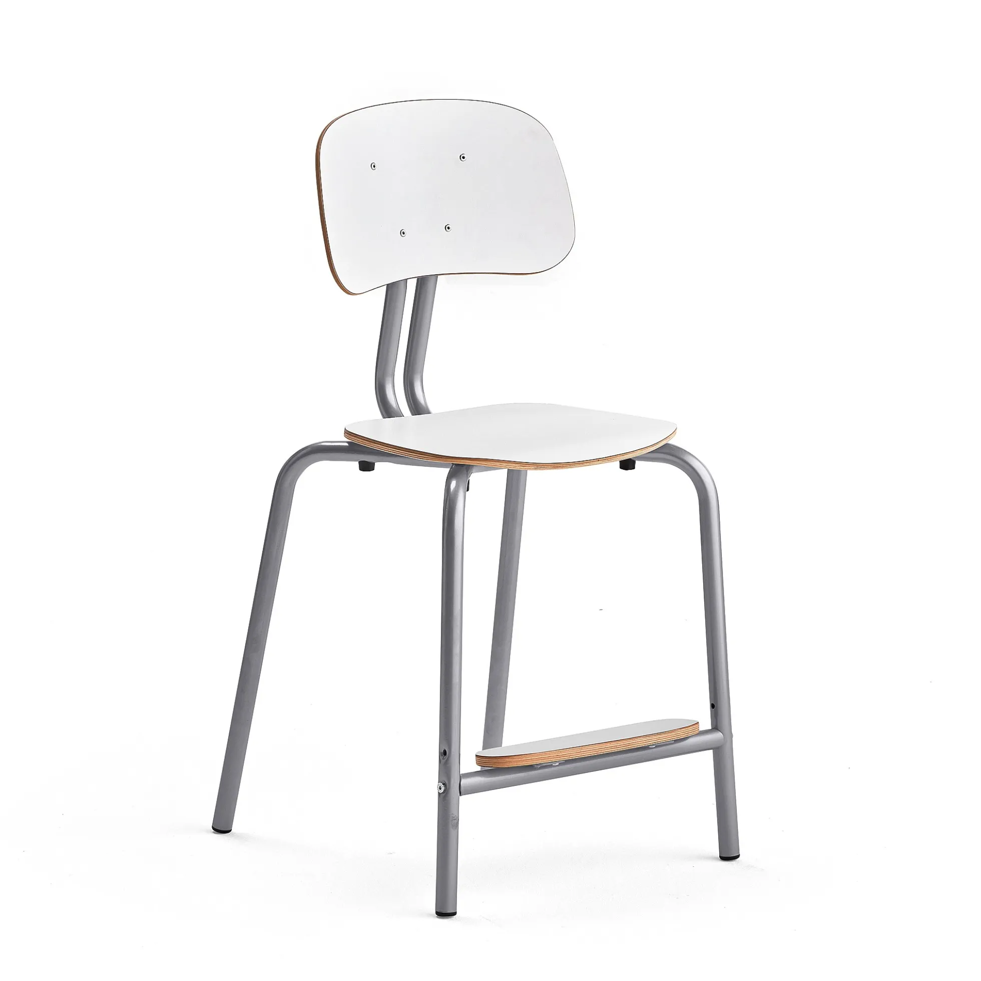 Oppilastuoli YNGVE Jalat, hopeanharmaa, valkoinen, korkeus: 520 mm