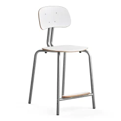 Oppilastuoli YNGVE Jalat, hopeanharmaa, valkoinen, korkeus: 610 mm