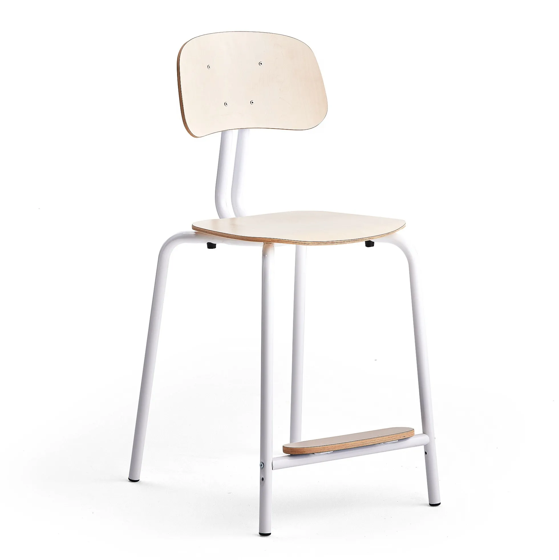 Oppilastuoli YNGVE Jalat, valkoinen, koivu, korkeus: 610 mm