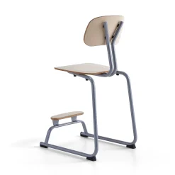 Oppilastuoli YNGVE Liukunastat, hopeanharmaa, koivu, korkeus:610 mm