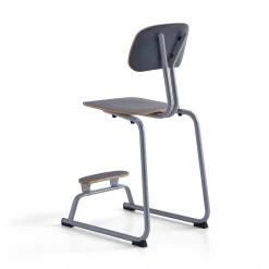 Oppilastuoli YNGVE Liukunastat, hopeanharmaa, saarni, korkeus:610 mm