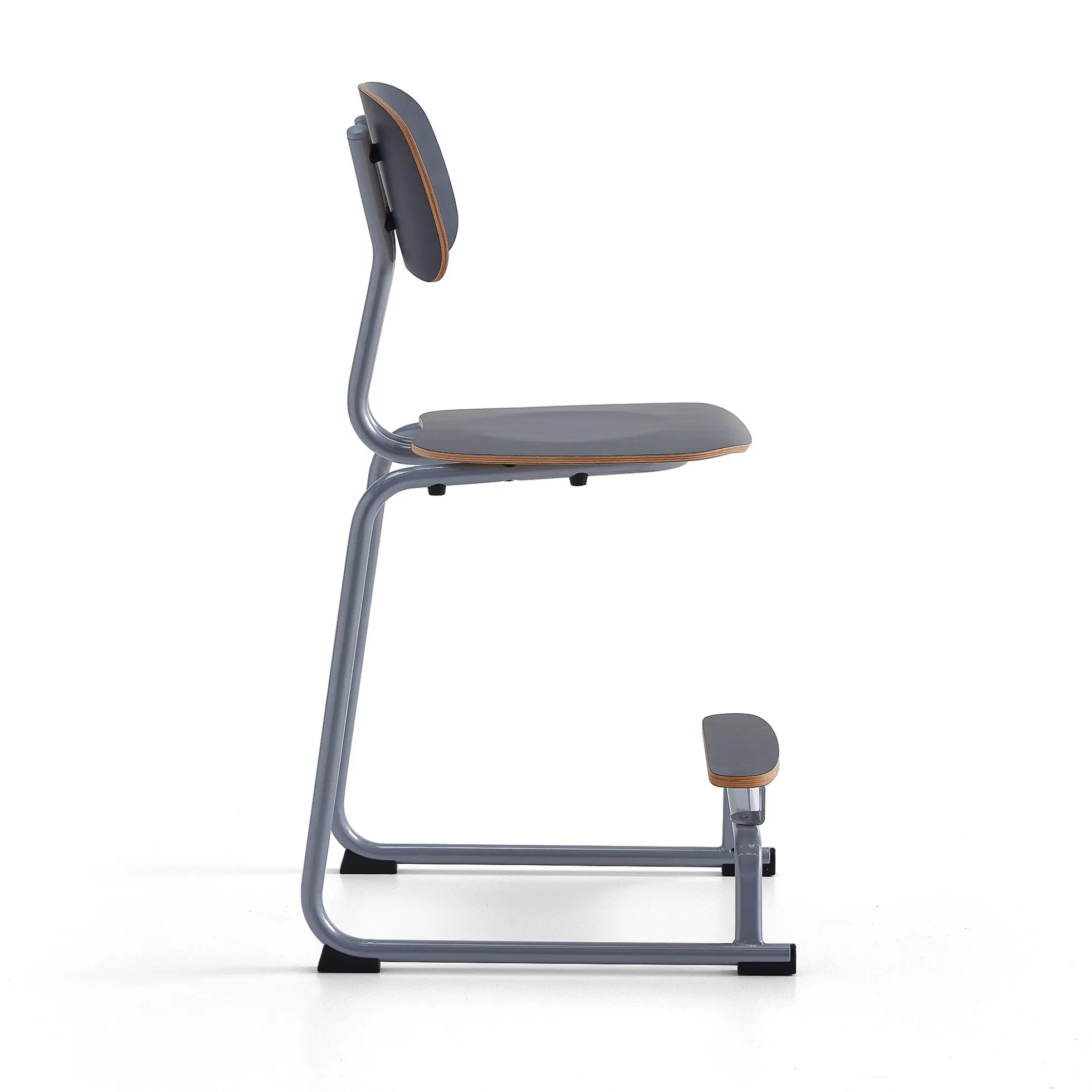 Oppilastuoli YNGVE Liukunastat, hopeanharmaa, saarni, korkeus:610 mm