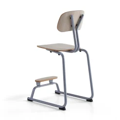 Oppilastuoli YNGVE Liukunastat, hopeanharmaa, saarni, korkeus:610 mm
