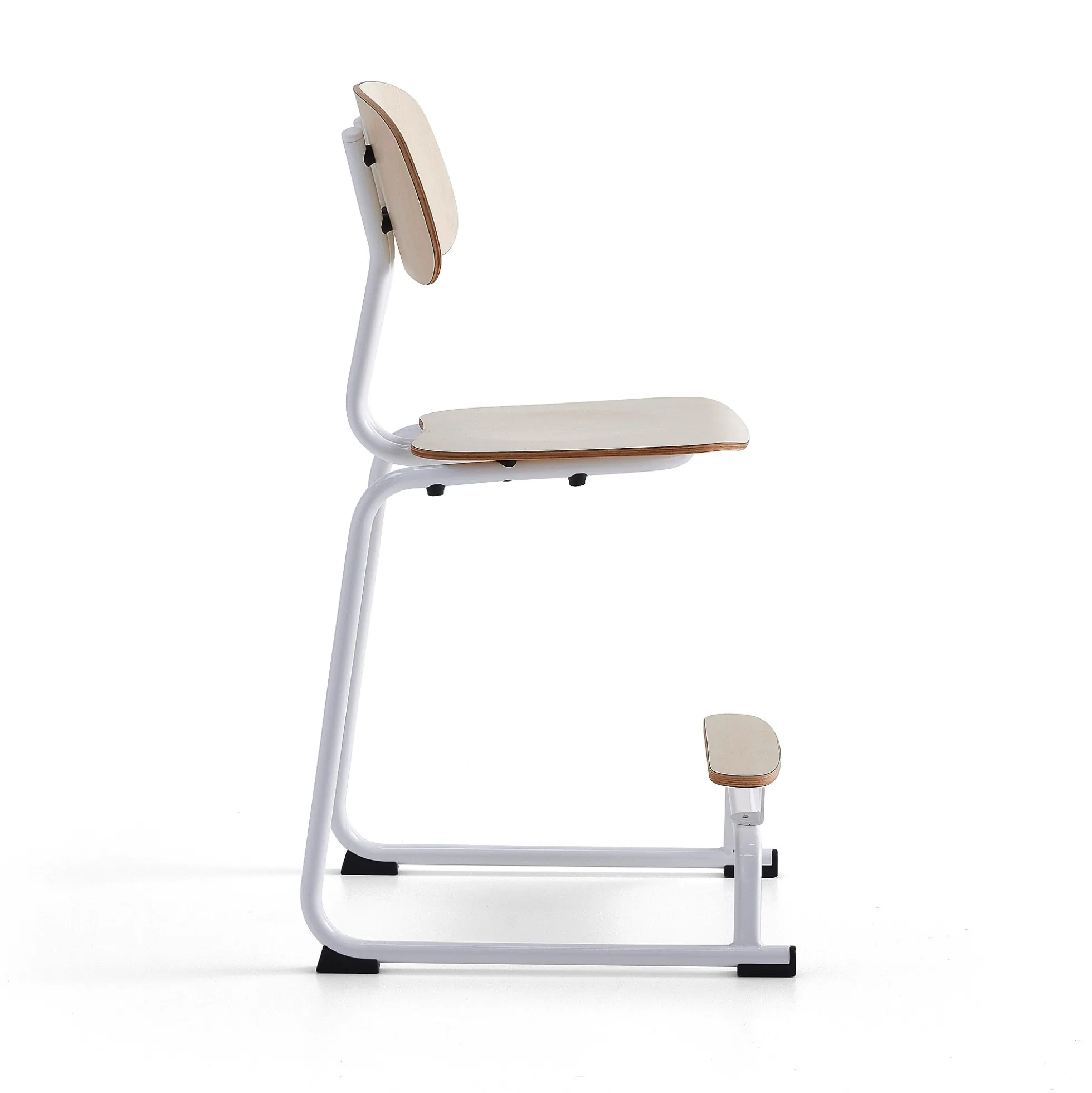 Oppilastuoli YNGVE Liukunastat, valkoinen, koivu, korkeus:610 mm