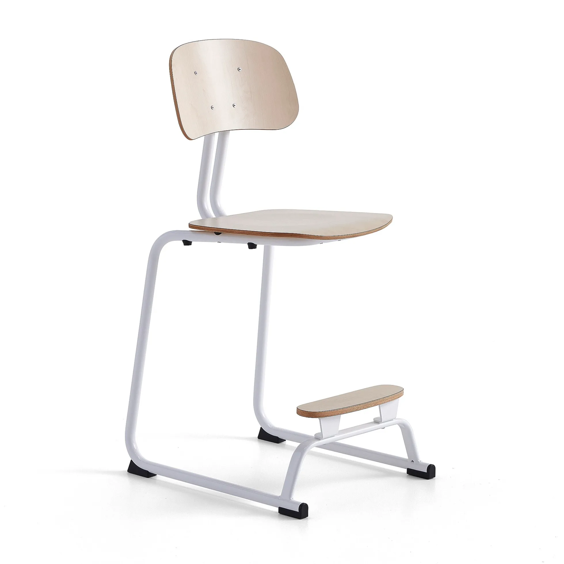 Oppilastuoli YNGVE Liukunastat, valkoinen, koivu, korkeus:610 mm