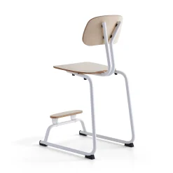 Oppilastuoli YNGVE Liukunastat, valkoinen, koivu, korkeus:610 mm