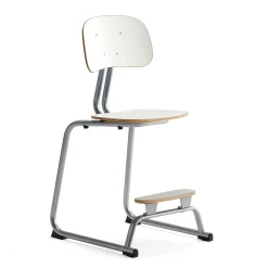 Oppilastuoli YNGVE L-malli, hopeanharmaa, valkoinen, korkeus: 520 mm