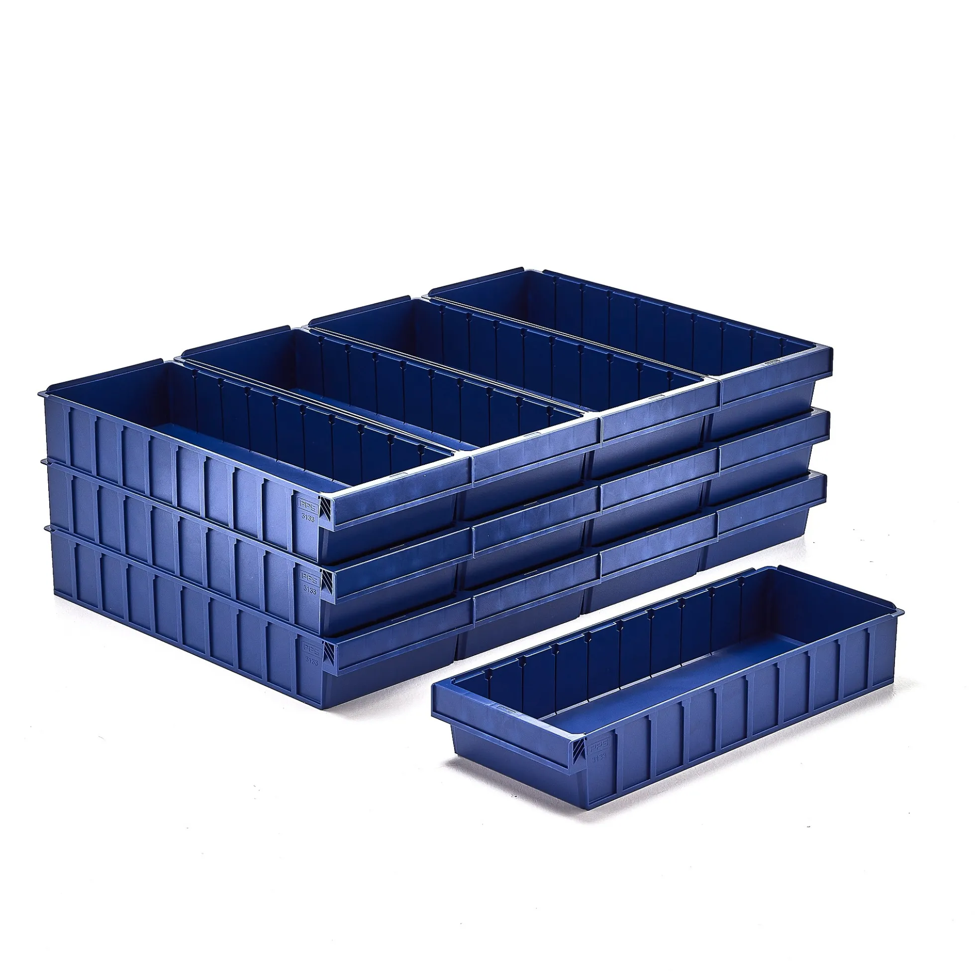 Ottolaatikko DETAIL Laatikkoon mahtuu 9 jakajaa, 600x230x100 mm, sininen, 13-pack