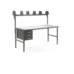 Pakettitarjous CARGO Pakkauspöytä, rullat, 2000x750 mm, 3 vetolaatikkoa, ylähylly