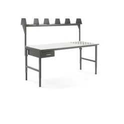 Pakettitarjous CARGO Pakkauspöytä, rullat, 2000x750 mm, vetolaatikko, ylähylly