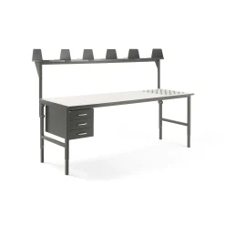 Pakettitarjous CARGO Pakkauspöytä, rullat, 2400x750 mm, 3 vetolaatikkoa, ylähylly
