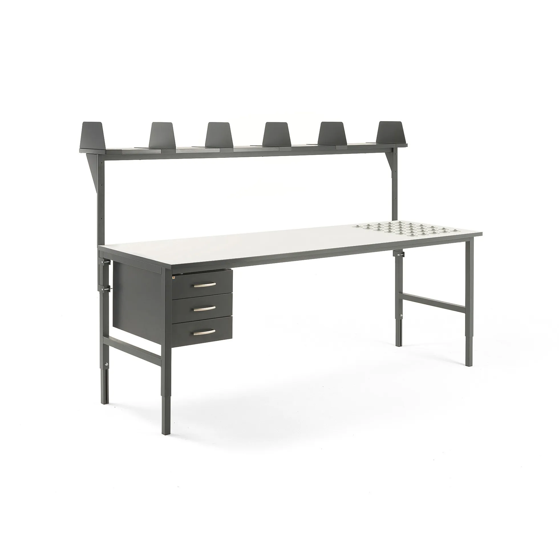 Pakettitarjous CARGO Pakkauspöytä, rullat, 2400x750 mm, 3 vetolaatikkoa, ylähylly