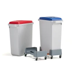 Pakettitarjous OLIVER 2x60 l jäteastia + kannet (sininen + punainen) + kärry