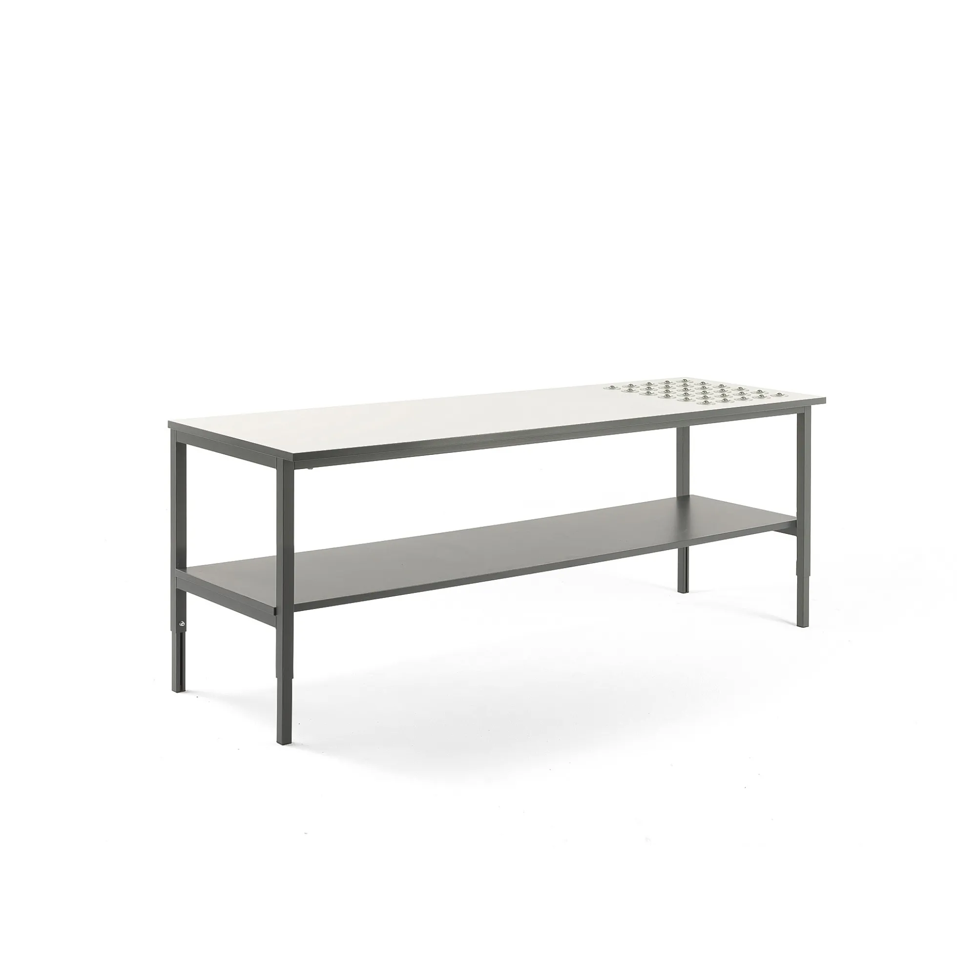 Pakkauspöytä CARGO Alahylly, rullat, 2000x750 mm, valkoinen pöytälevy
