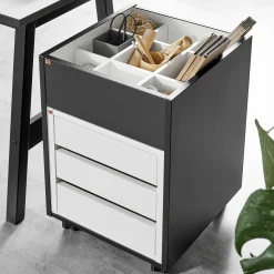 Pieni laatikosto pöydälle FLEXUS/NOMAD 3 laatikkoa, 375x360x410 mm, valkoinen