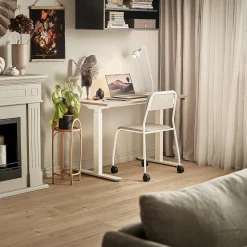 Pieni sähköpöytä NOVUS 1200x600 mm, valkoinen jalusta, savenharmaa työtaso