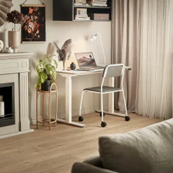 Pieni sähköpöytä NOVUS 1200x600 mm, valkoinen jalusta, valkoinen työtaso