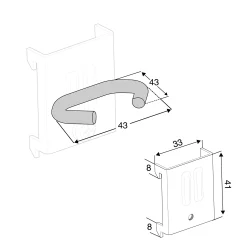 Pihtikoukku Leveys: 43 mm, 5 kpl