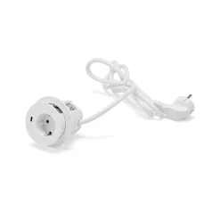 Pistorasia työpöytään UNIQUE 1 sähköpiste, 1 USB-C, valkoinen