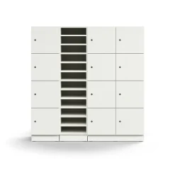 Postinlajitteluhylly QBUS 11 hyllytasoa + 12 lukollista lokeroa, sokkeli, 1636x1600x420 mm, valkoinen