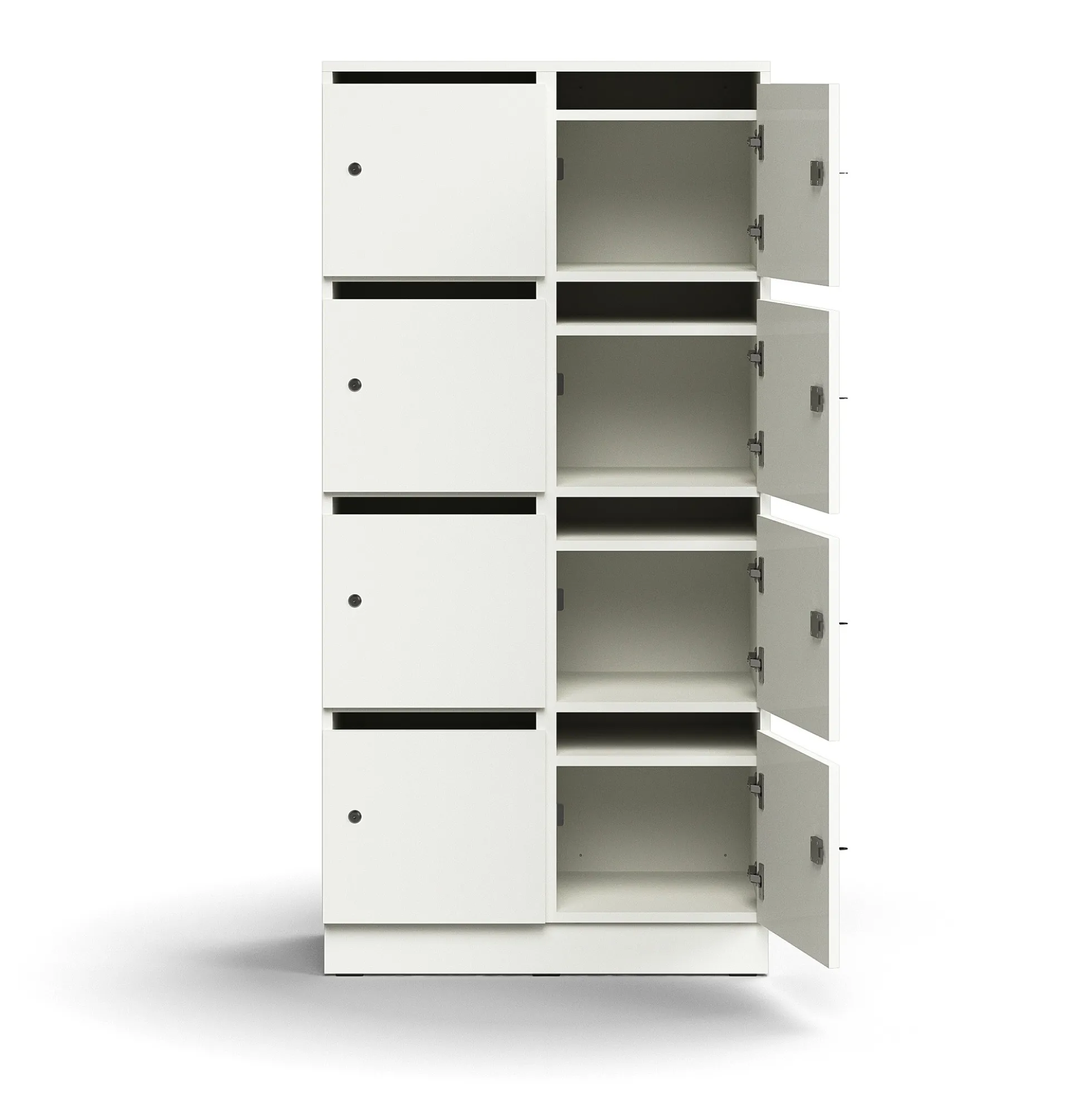 Postinlajittelukaappi QBUS 8 lokeroa, sokkeli, 1636x800x420 mm, valkoinen