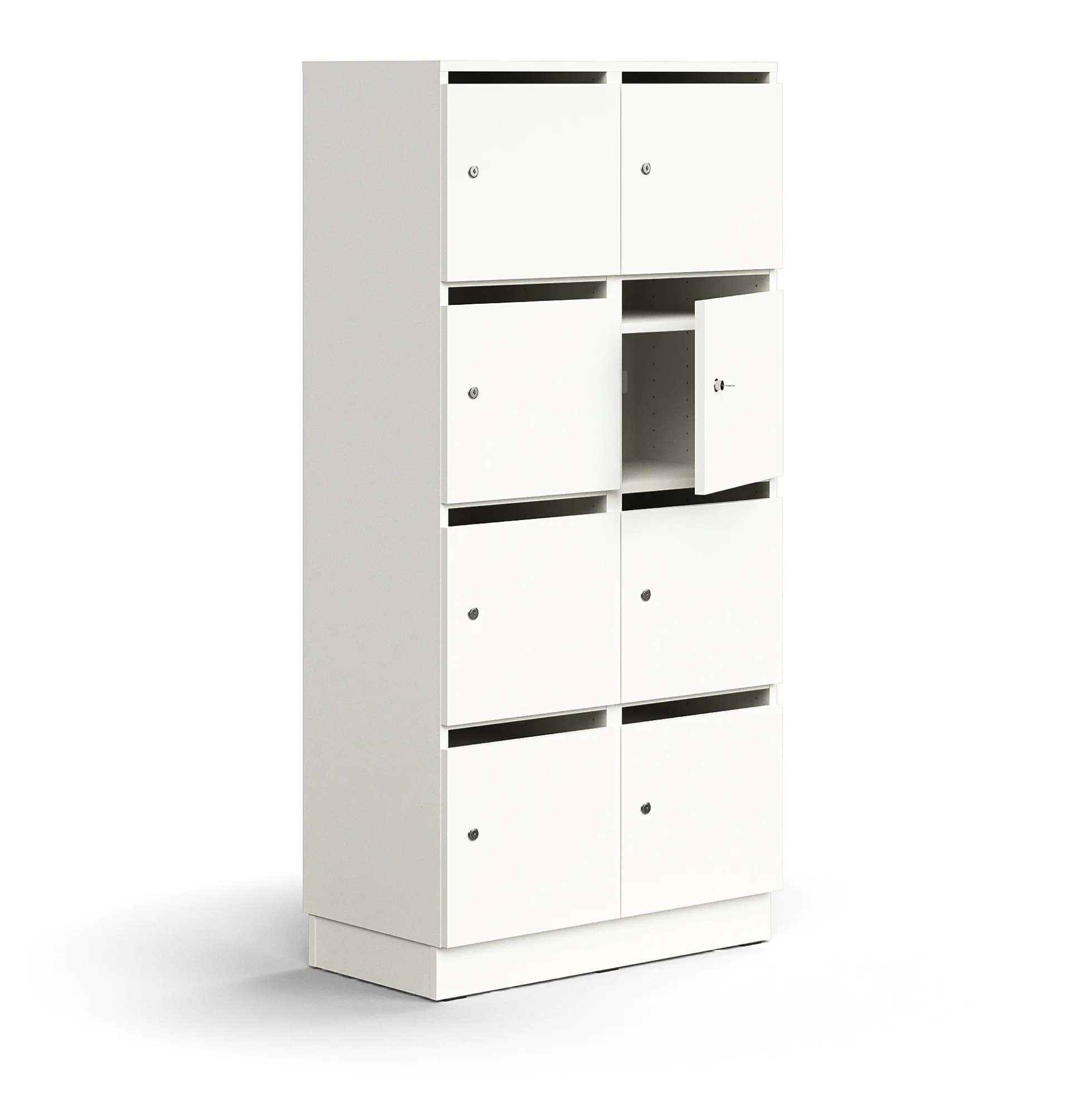 Postinlajittelukaappi QBUS 8 lokeroa, sokkeli, 1636x800x420 mm, valkoinen