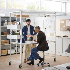 Projektipöytä TEAMWORK Pyörällinen, tarvikelaatikko, työkalupaneeli, valkoinen, valkotaulupöytälevy