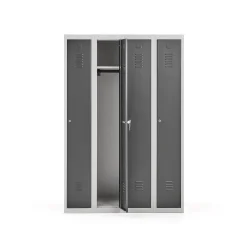 Pukukaappi CLICK 4 ovea, 4 osaa, 1800x1200x500 mm, harmaa runko, tummanharmaa ovi
