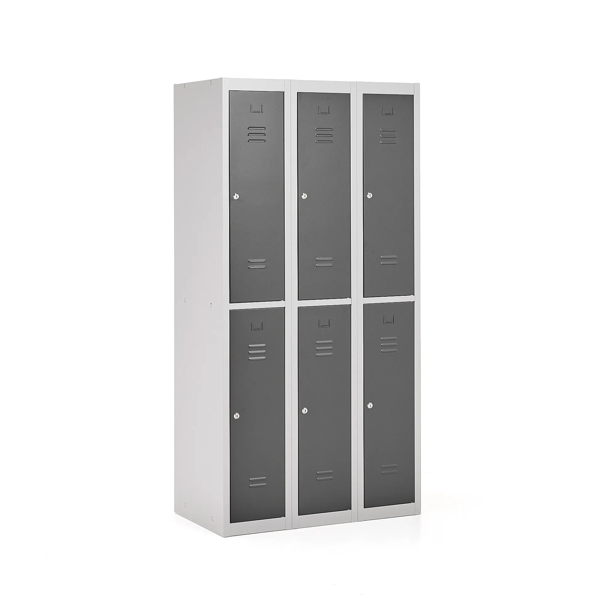 Pukukaappi CLICK 6 ovea, 3 osaa, 1800x900x500 mm, harmaa runko, tummanharmaa ovi