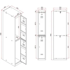 Pukukaappi CLICK 6 ovea, 3 osaa, 1800x900x500 mm, harmaa runko, tummanharmaa ovi