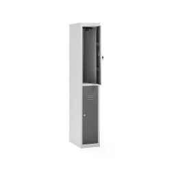 Pukukaappi CLICK 2 ovea, 1 osa, 1800x300x500 mm, harmaa runko, tummanharmaa ovi