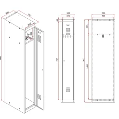 Pukukaappi CLICK 1 ovi, 1 osa 1800x300x500 mm, harmaa runko, tummanharmaa ovi
